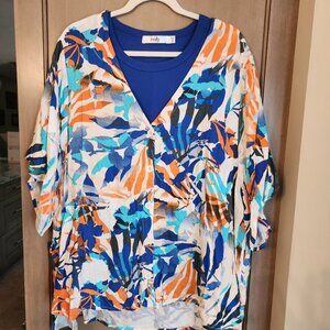 Two Pieces! Beautiful Button Down Top & Matching Tank Both in 3x - Never Worn